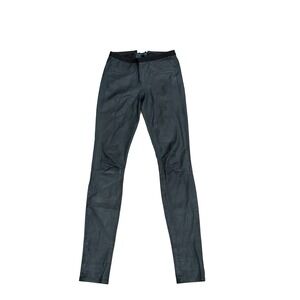 Helmut Lang Black Lamb Leather Skinny Pants Women's Size 2 Stretch Waist
